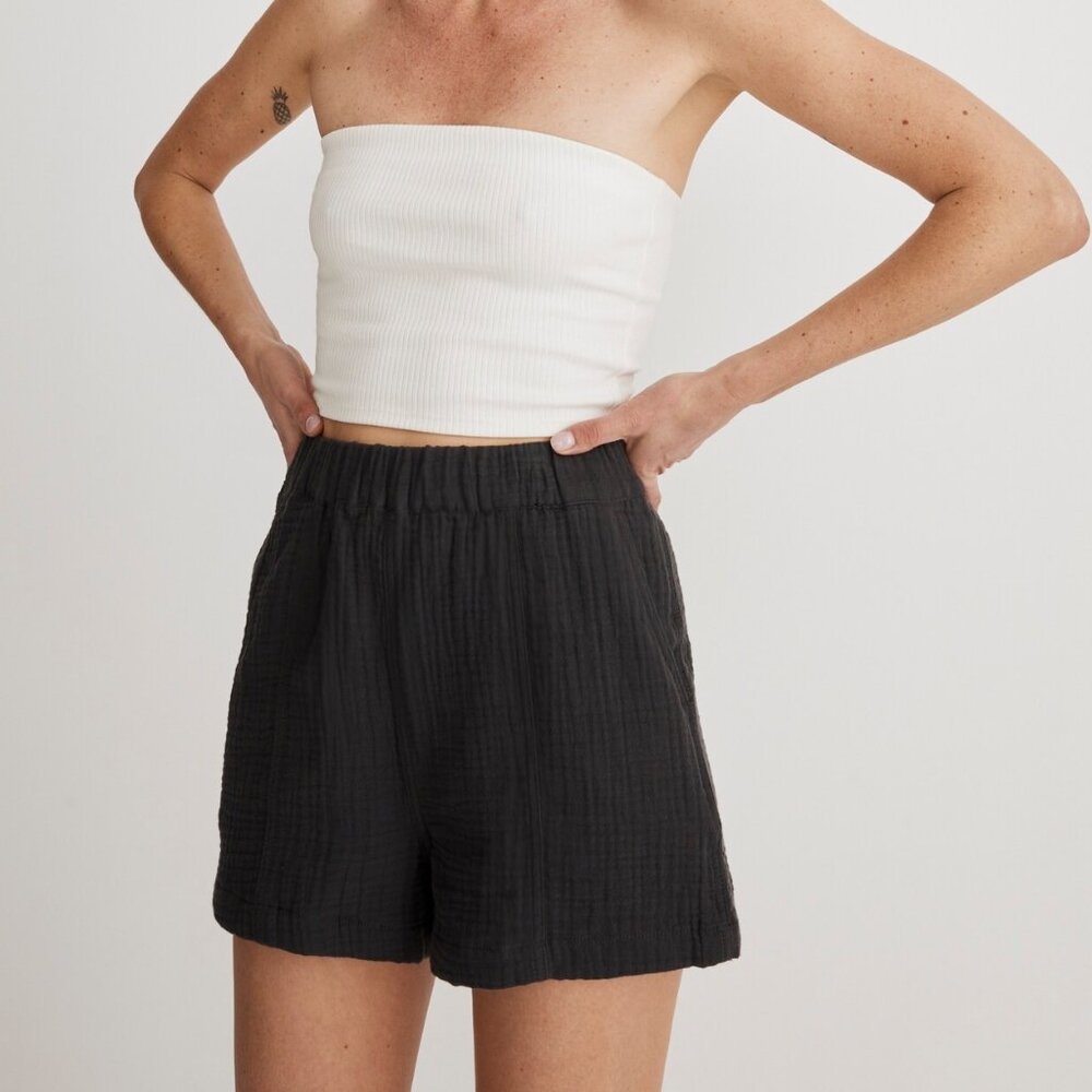 Madewell – Easy Pull-On Shorts in Lightspun (Black Coal, XS, NWT)